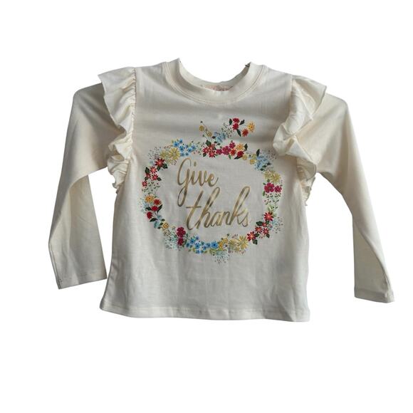 Truly Me By Sara Sara Girls Top Shirt Size 4 White Thanksgiving Ruffle New - Picture 2 of 7